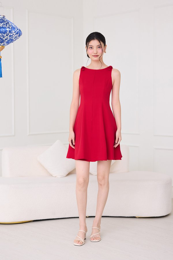 Kalina Dress In Festive Red