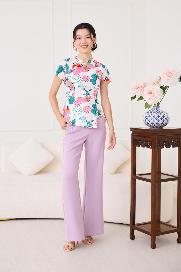 Spring Sights Cheongsam Top In Ivory Prints