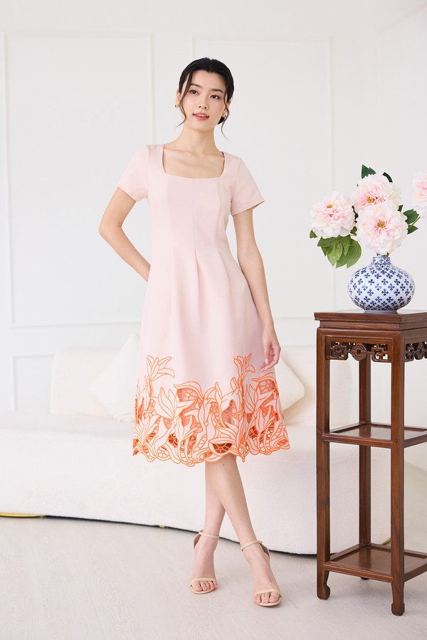 Astera Dress In Tangerine Blush