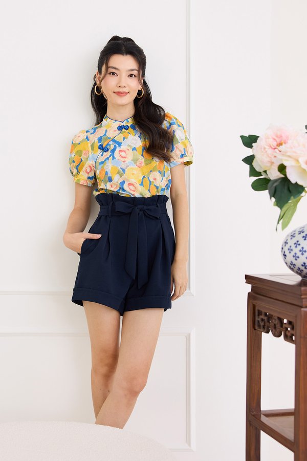 Bold Moments Cheongsam Top In Yellow Florals