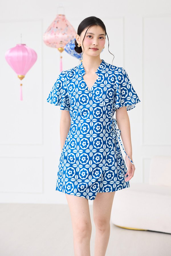 Erina Romper In Blue Prints