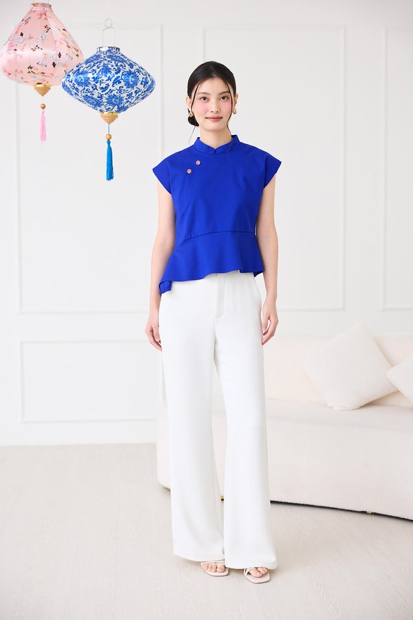 Huat’s up Cheongsam Top In Cobalt Blue