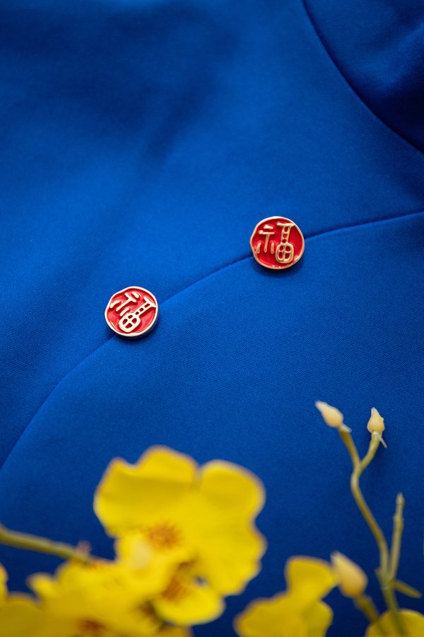 Huat’s up Cheongsam Top In Cobalt Blue