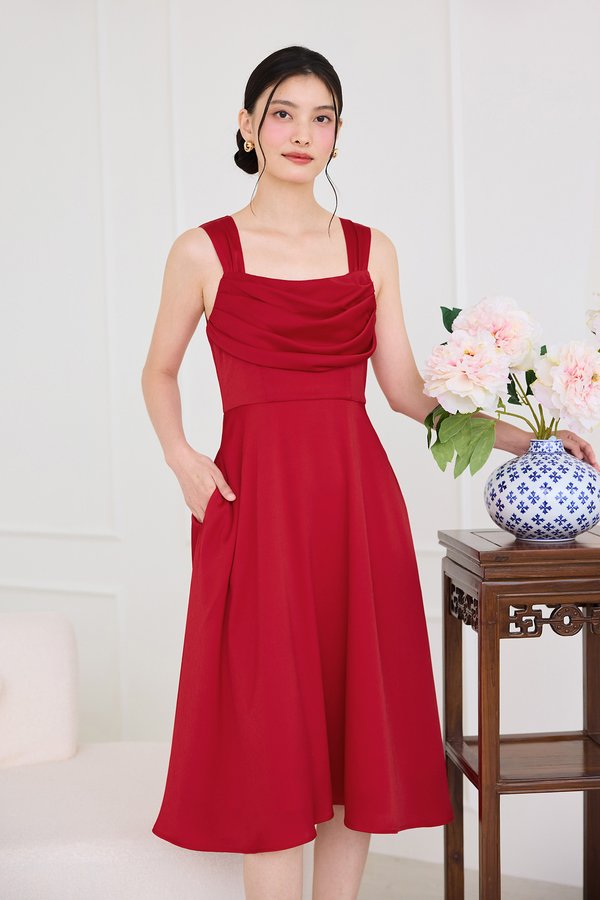 Garnet Dress In Deep Red
