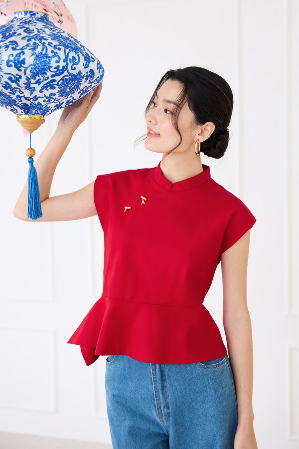 Huat’s up Cheongsam Top In Festive Red