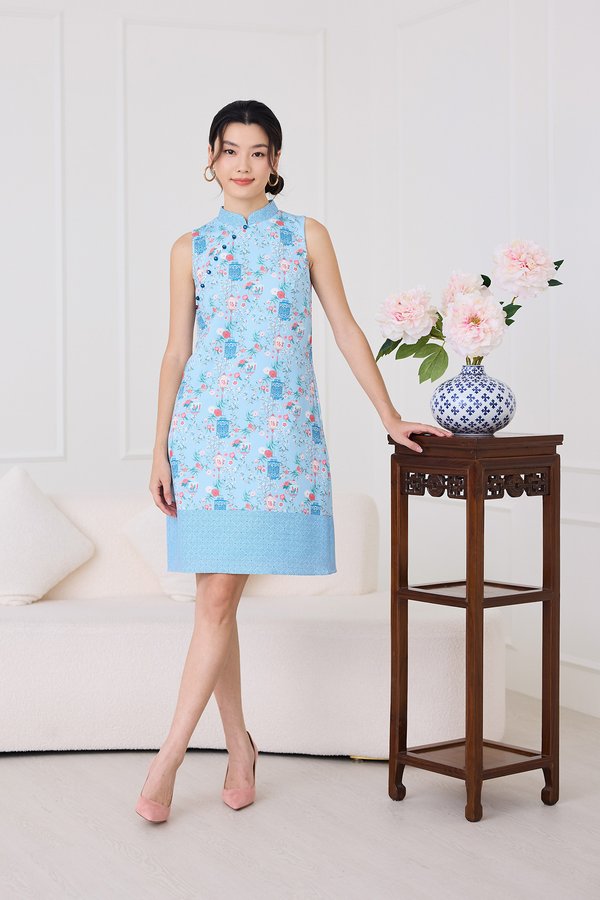 Pastel Musings Cheongsam Dress In Porcelain Blue