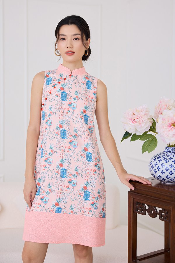 Pastel Musings Cheongsam Dress In Porcelain Pink