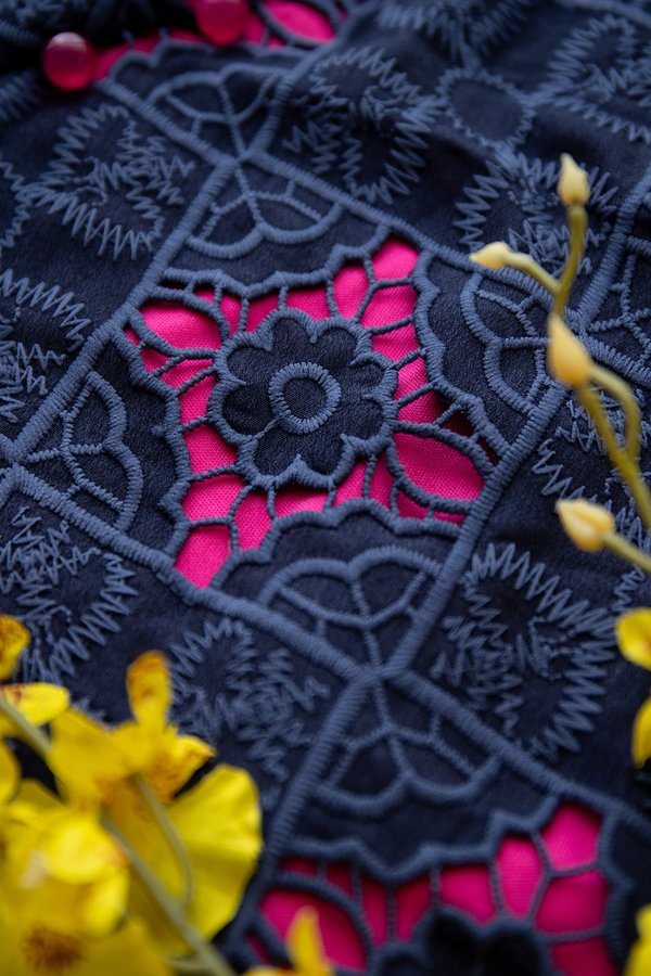 Quiet Finesse Cheongsam Top In Navy Blue