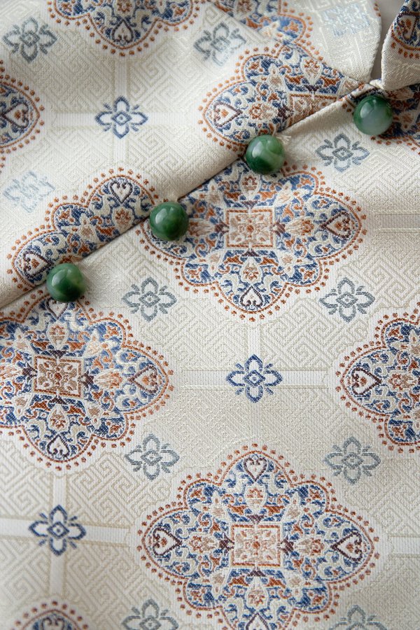 Spring Floret Cheongsam Dress In Blue Prints