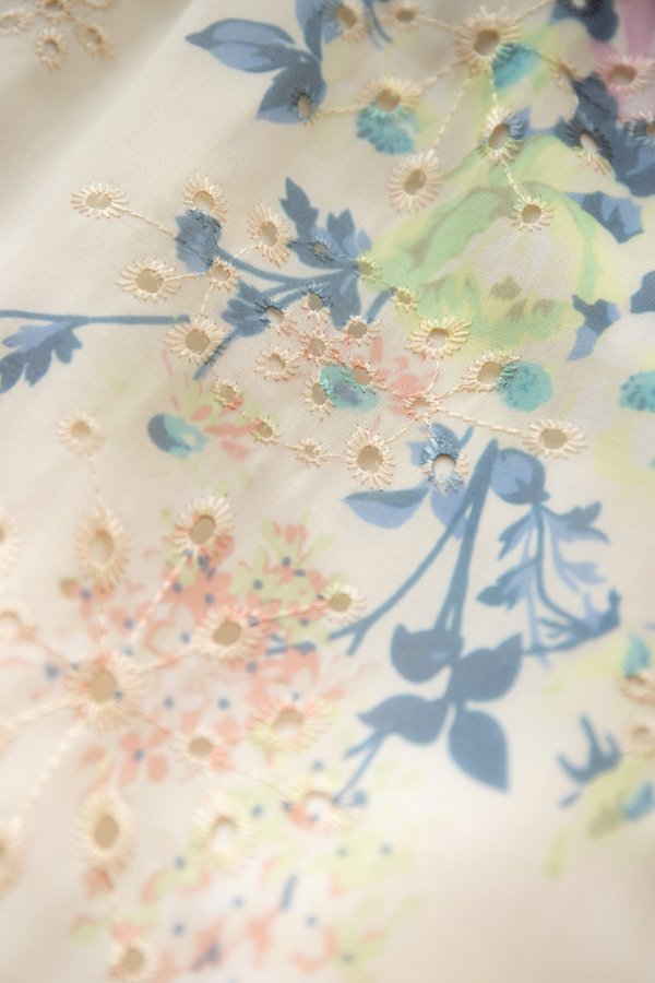 Davena Dress In Cream Blue Florals