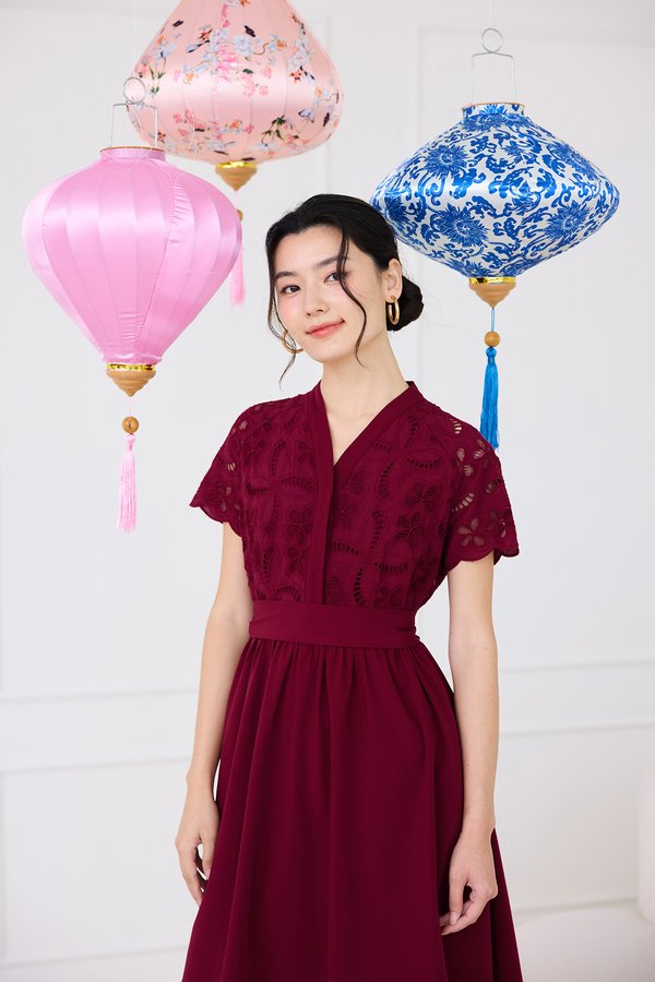 Gabrielle Dress In Wine Red