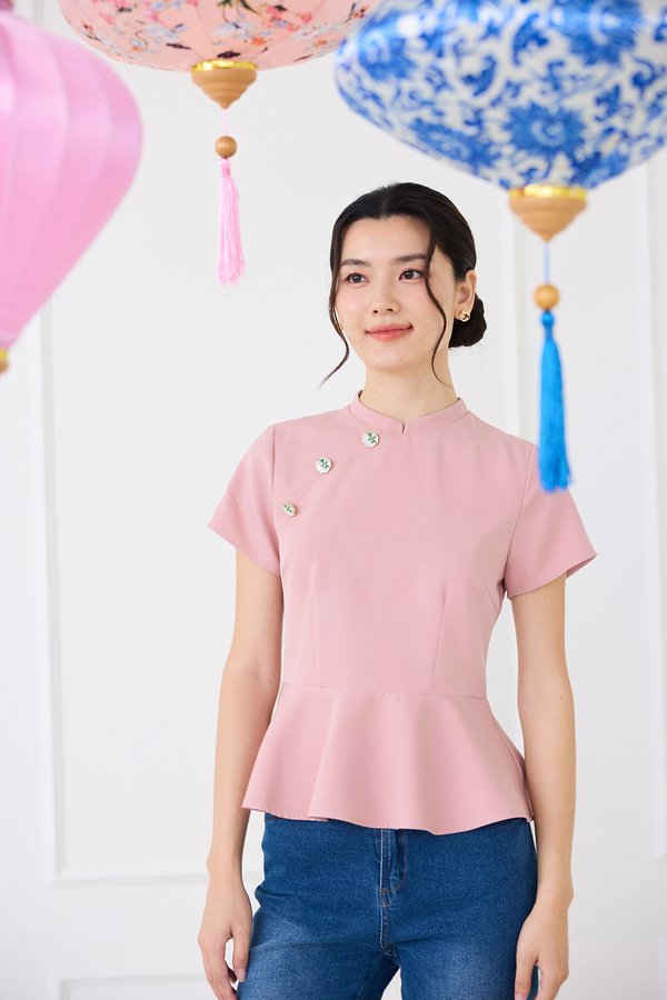 Precious Moments Cheongsam Top In Dusty Pink
