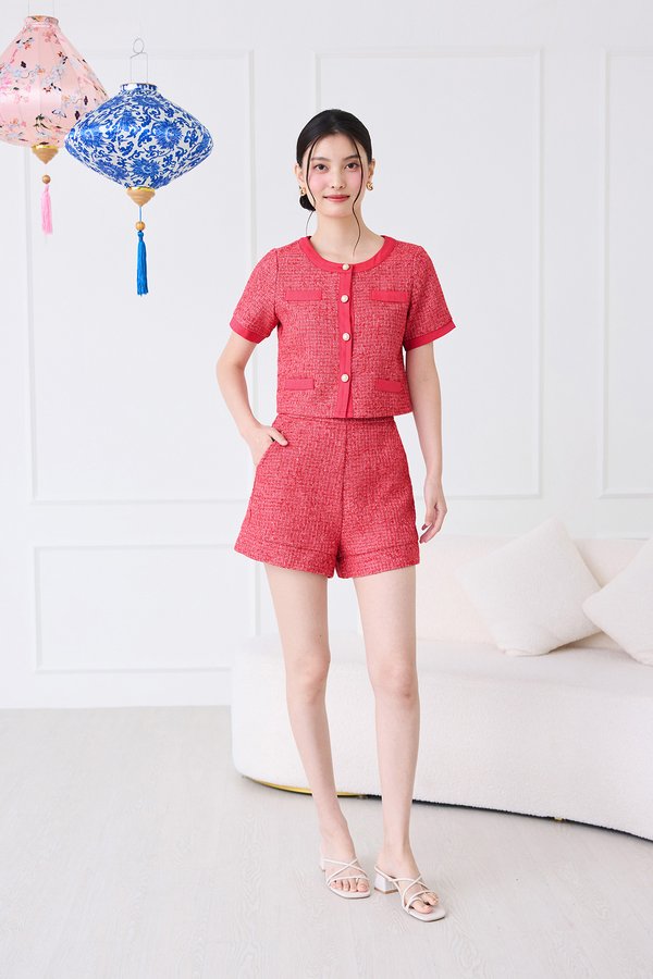 Mayer Top In Pink Tweed