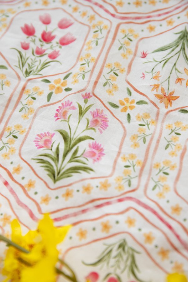 Jayne Top In Pink Yellow Prints