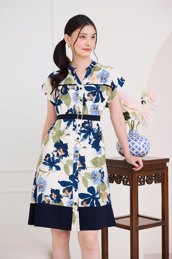 Kenya Dress In Blue Florals