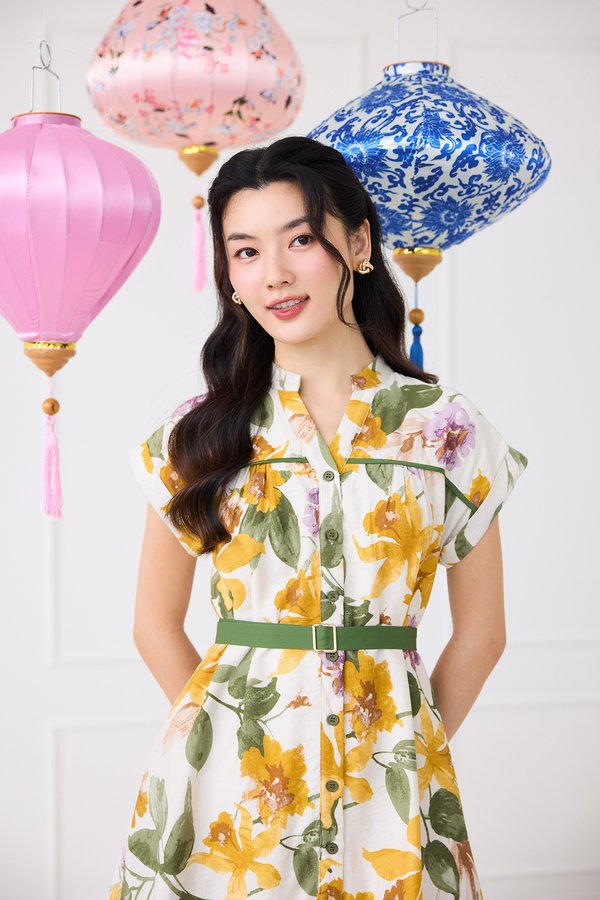 Kenya Dress In Yellow Florals