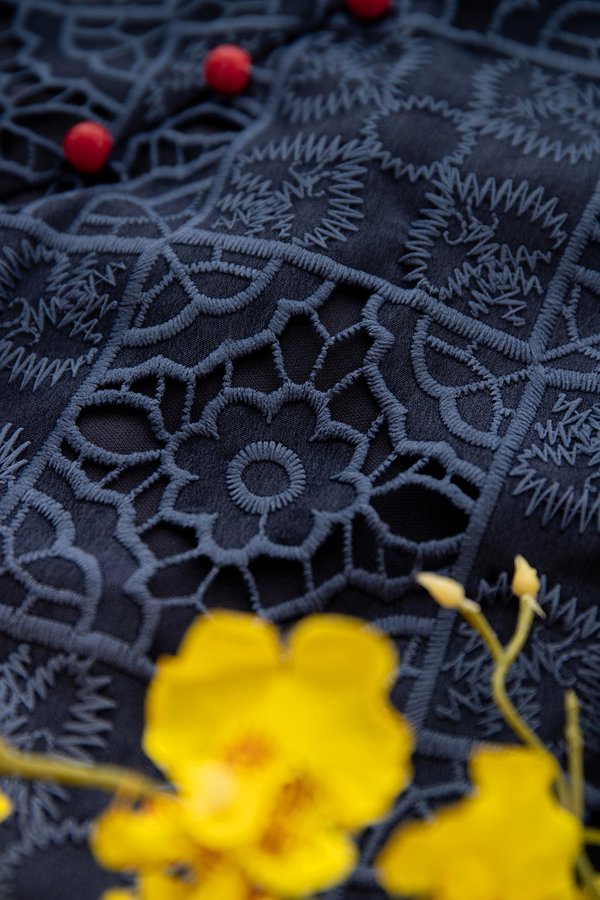 Orient Odyssey Cheongsam Romper In Blue Tangerine