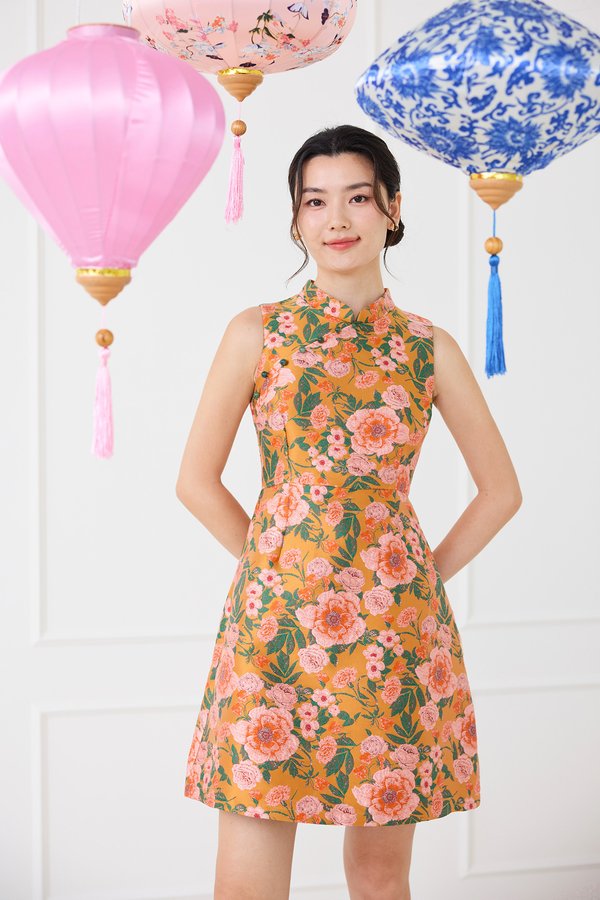 Spring Floret Cheongsam Dress In Festive Blooms