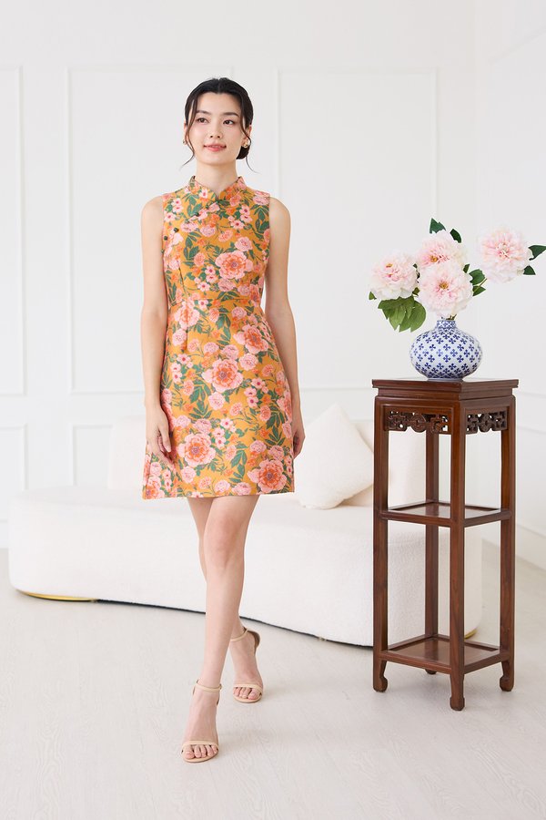 Spring Floret Cheongsam Dress In Festive Blooms
