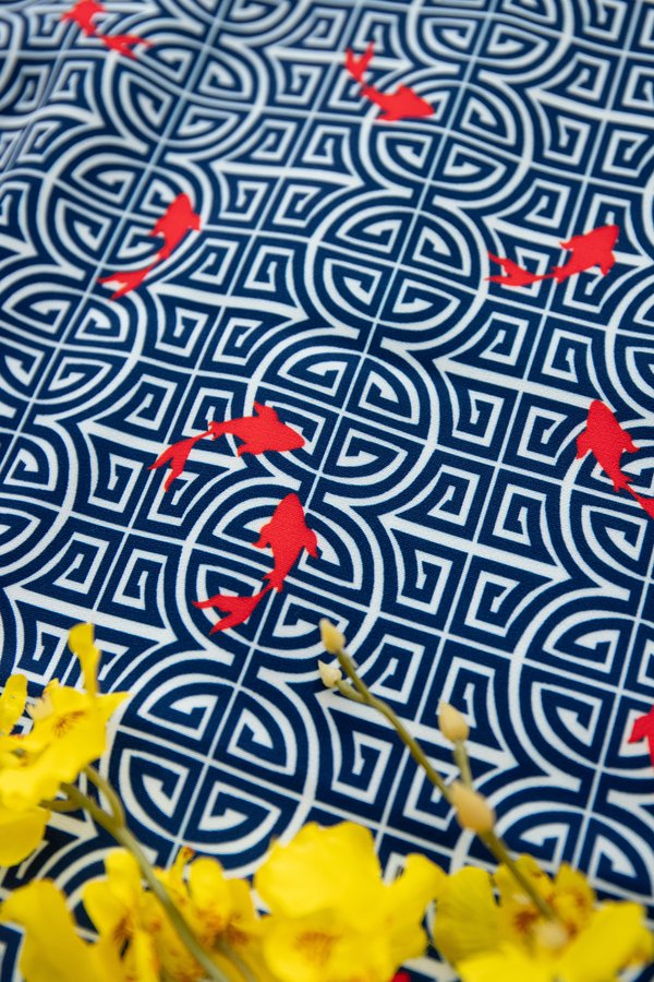 Spring Traditions Cheongsam Top In Blue Prints