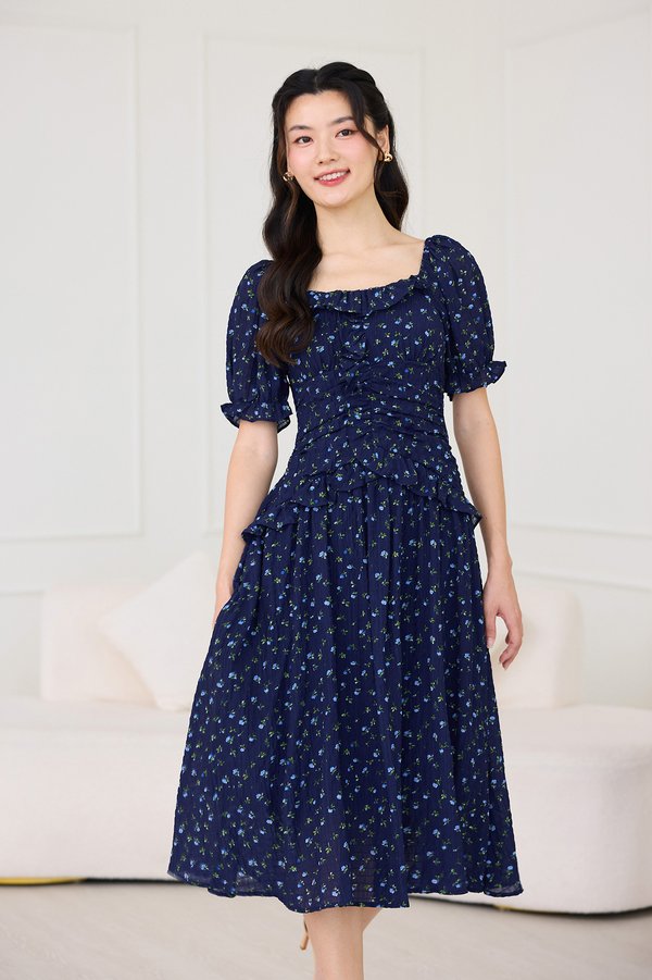 Aelin Dress In Blue Florals