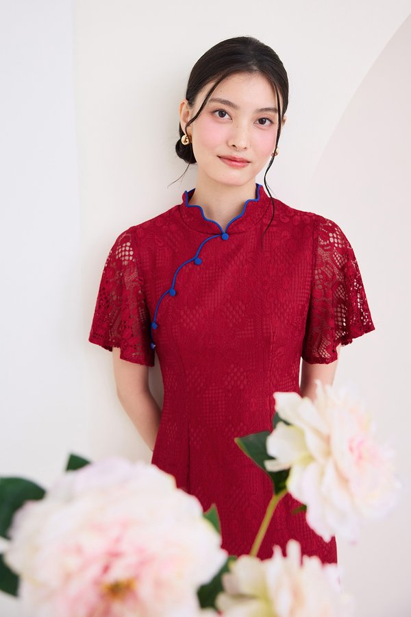 Fresh Beginnings Cheongsam Dress In Festive Red