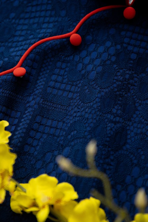 Fresh Beginnings Cheongsam Dress In Navy Blue