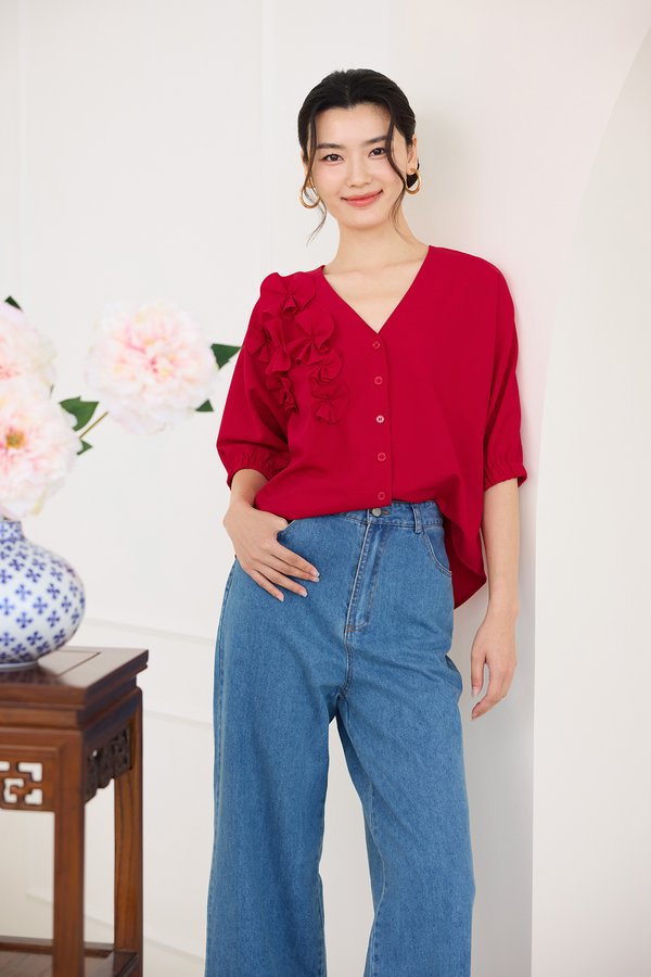Susie Top In Deep Red