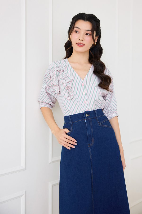 Susie Top In Pink Stripes