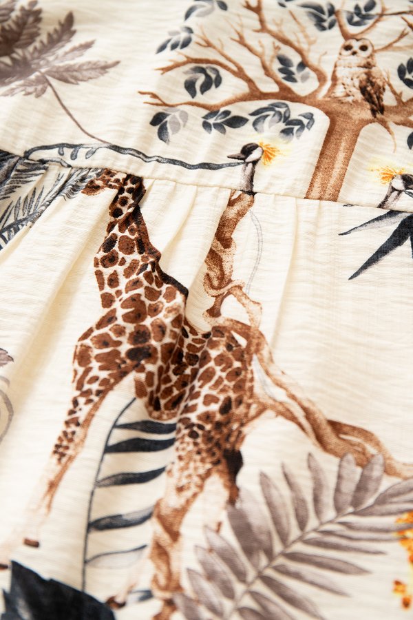 Kenya Dress In Blue Safari Prints