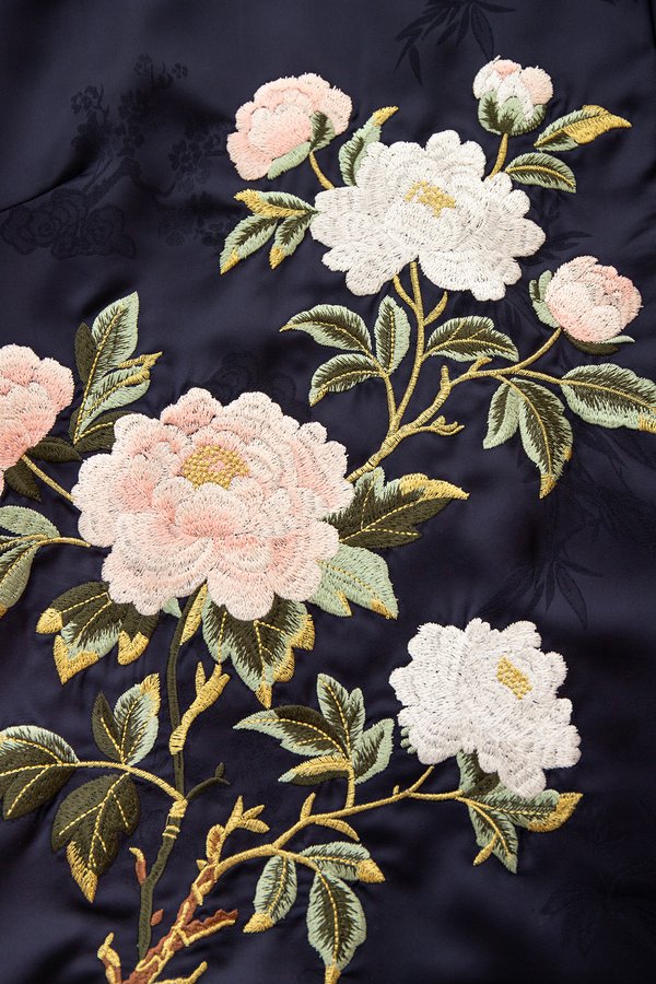 Petal Perfect Cheongsam Top In Navy Blue