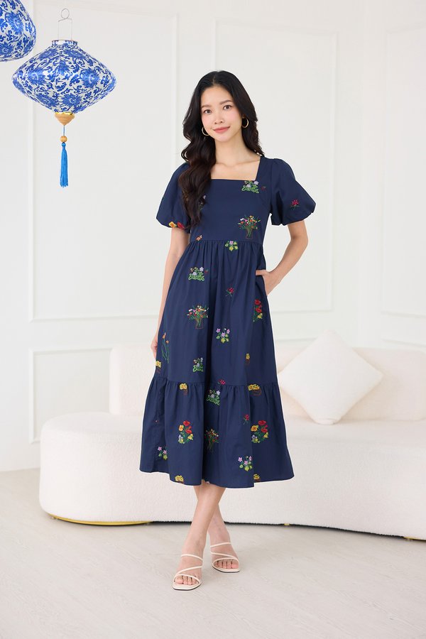 Phyllis Dress In Blue Florals