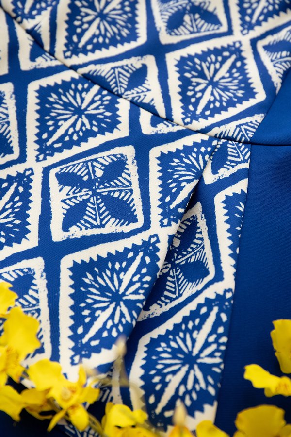 Treasure Trove Cheongsam Romper In Cobalt Blue