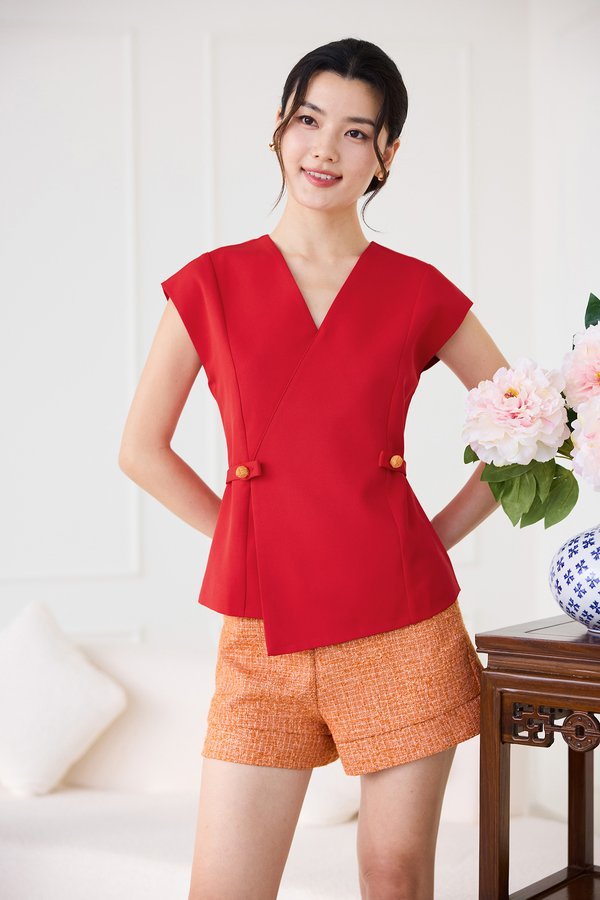 Nika Top In Festive Red