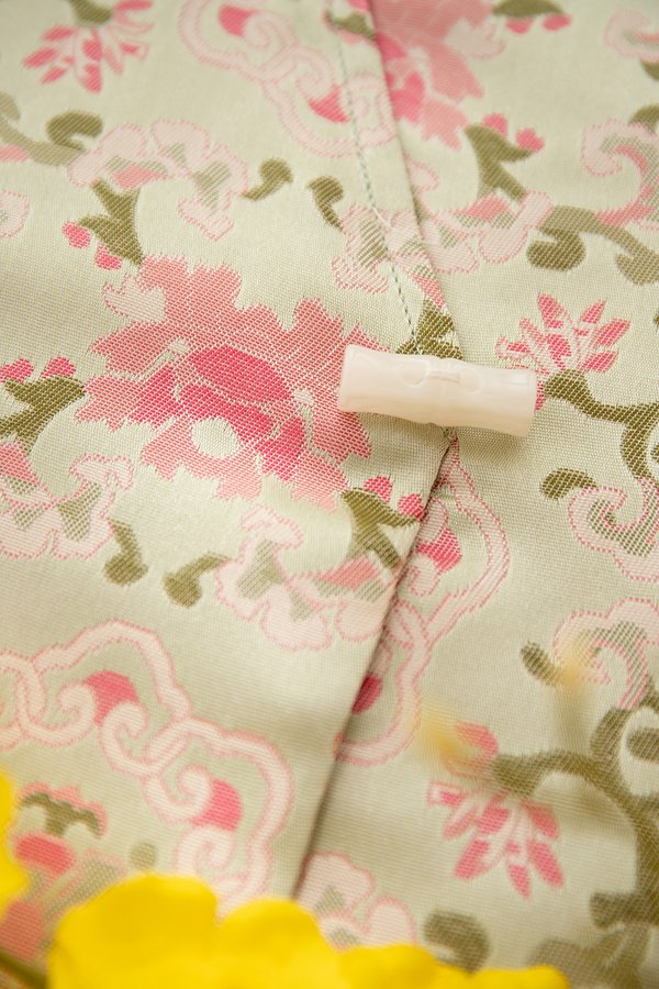 Odette Top In Pink Green Prints