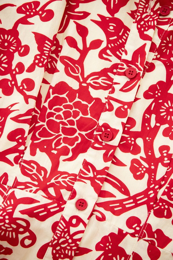 Kora Dress In Red Prints