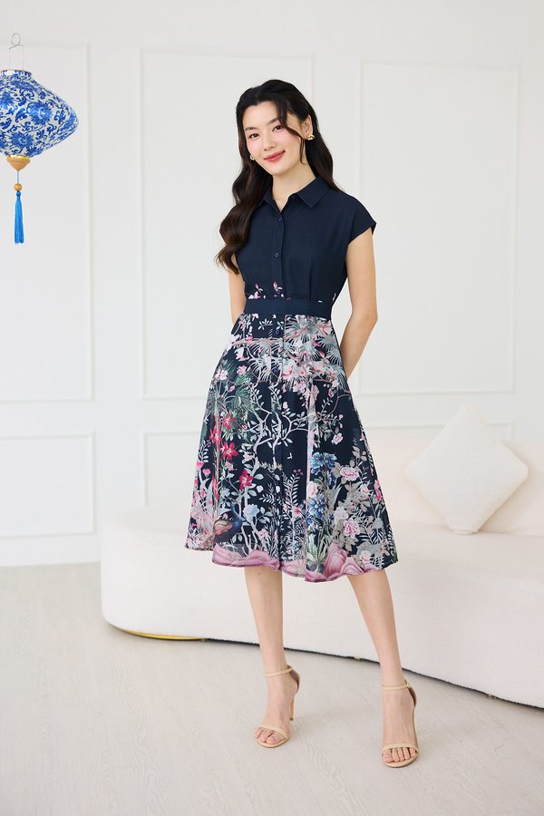 Barcelona Dress In Blue Florals