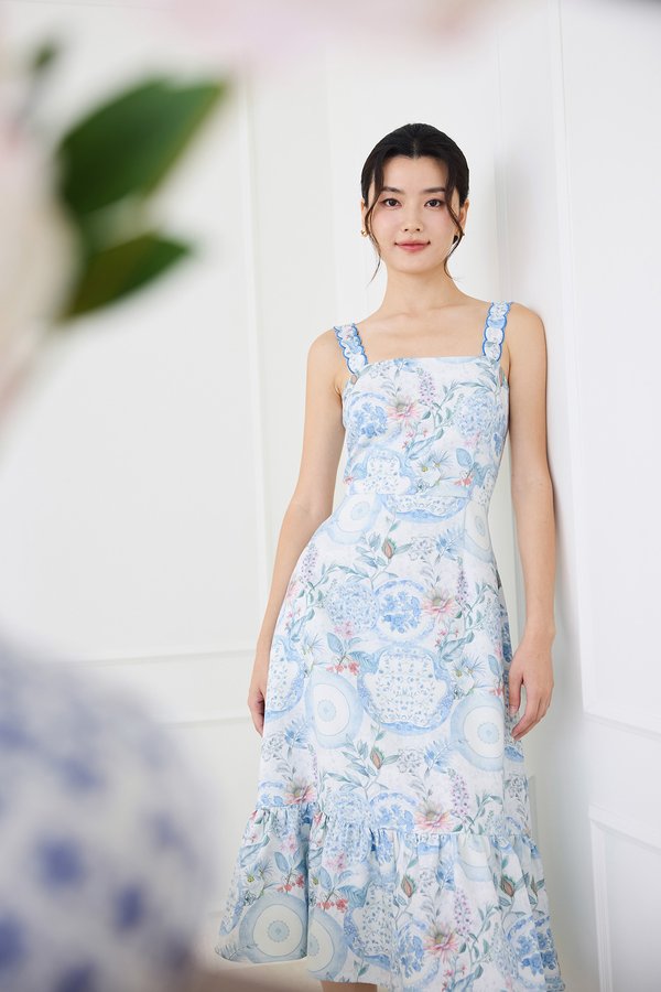 Dolce Dress In Porcelain Blue Prints