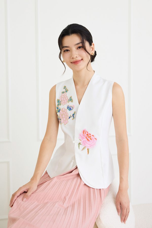 Frances Top In Ivory White