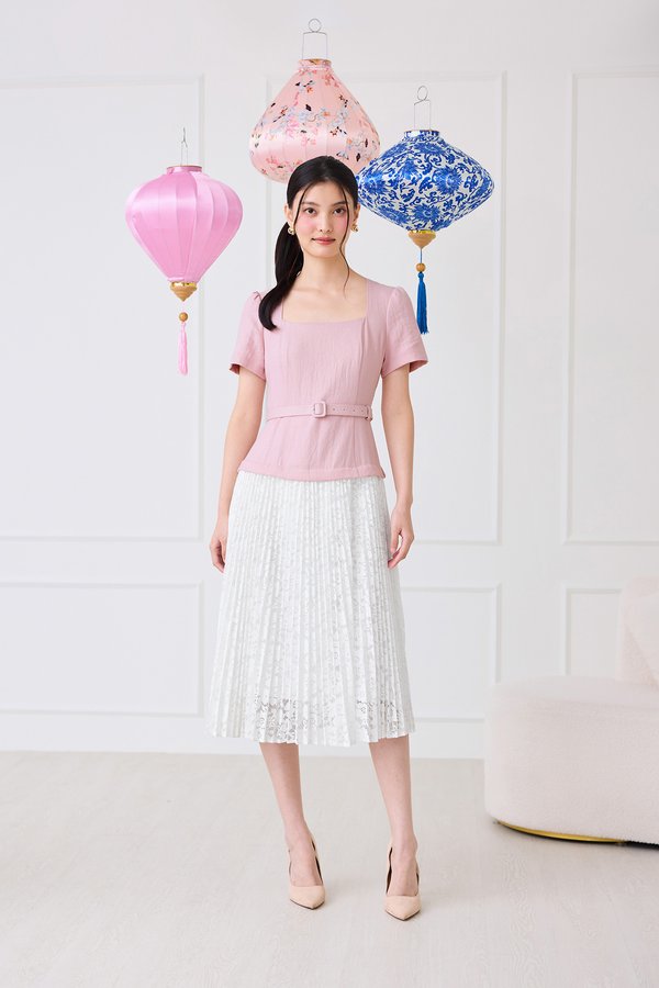 Violeta Dress In Pink White Lace