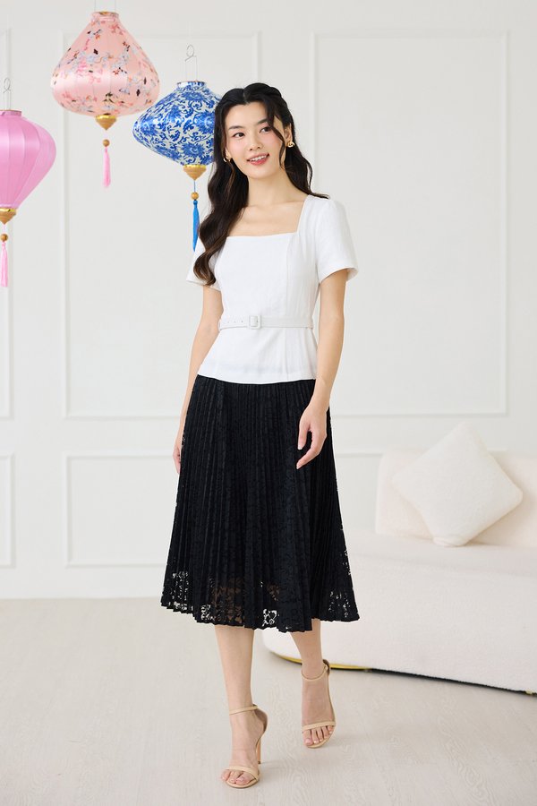 Violeta Dress In White Black Lace