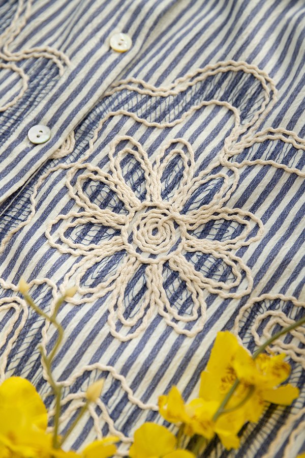 Hani Dress In Blue Striped Florals