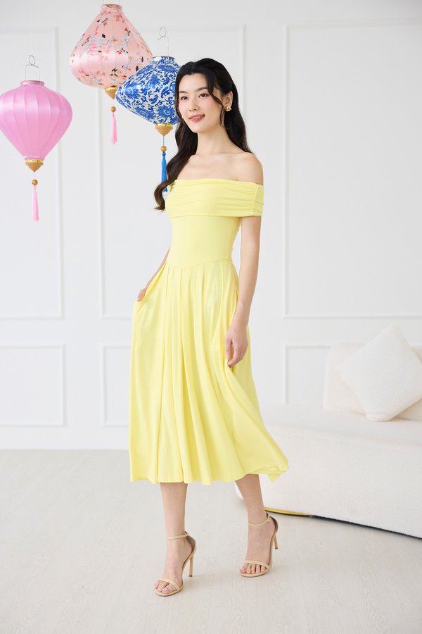 Jaelyn Dress In Lemon Yellow