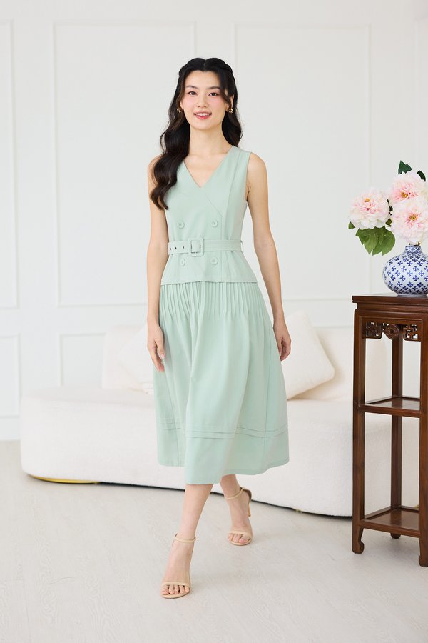 London Dress In Sage