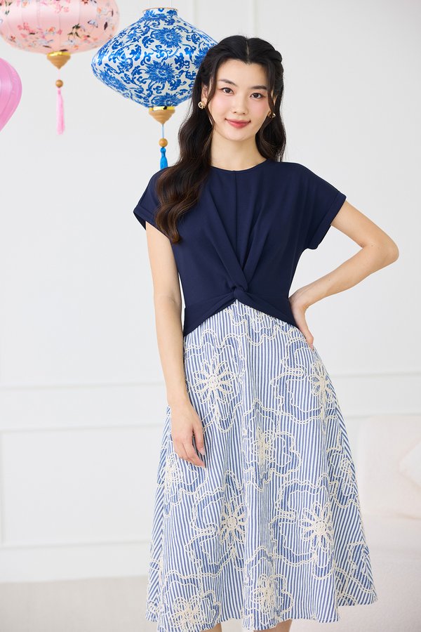 Athens Dress In Navy Blue