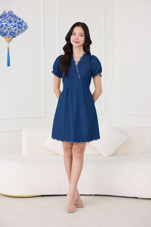 Mable Dress In Denim Blue