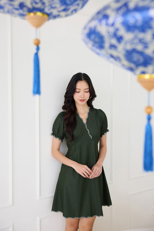 Mable Dress In Olive Green