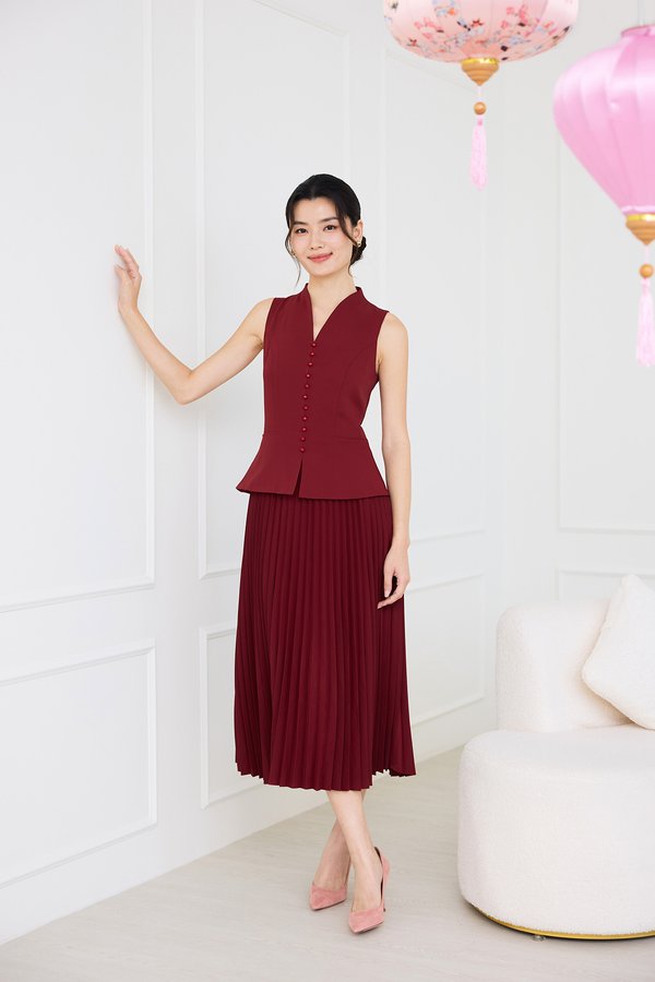 Santorini Dress In Wine Red