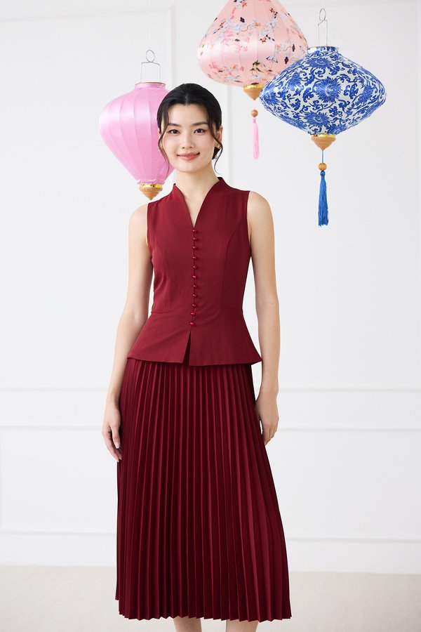 Santorini Dress In Wine Red