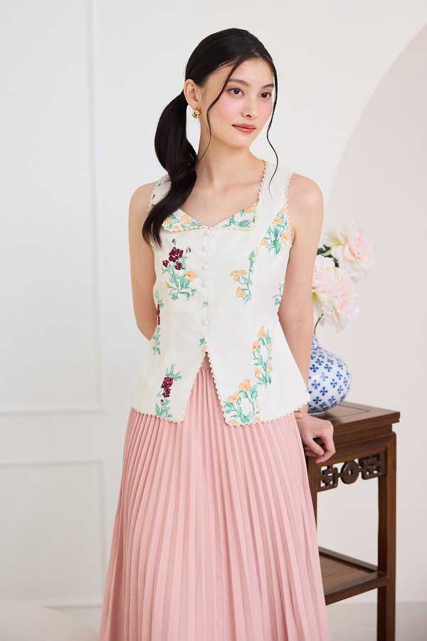 Sweetheart Top In Cream Florals